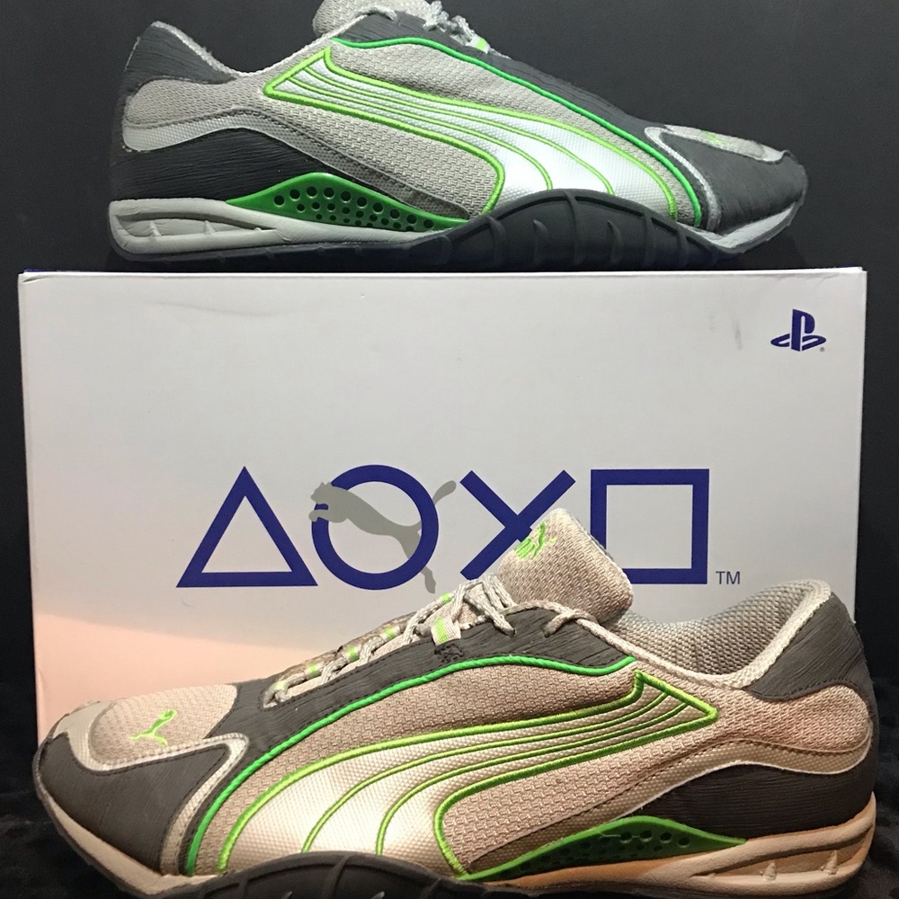 (3)PUMA Men's Gray & Green Athletic Sneakers